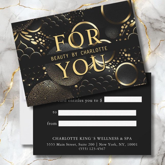 CARTE CERTIFICAT DE GESTION (BUSINESS CERTIFICATE | For You. Black, Gold, Pattern, Trendy.)