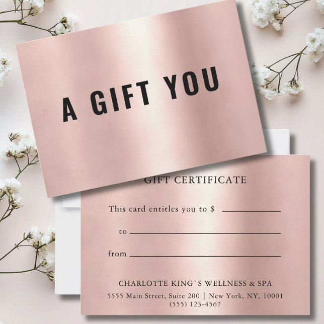 Carte CERTIFICAT DE GESTION DU POISON Rosegold (Personalized BUSINESS GIFT CERTIFICATE | rosegold. Modern minimal, luxury.)