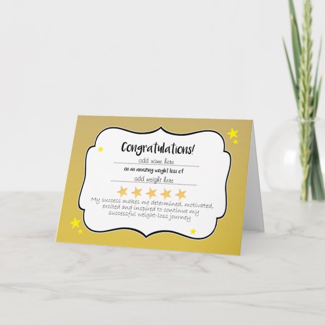 Carte Certificat de perte de poids Gold Star du Club ami (Devant)