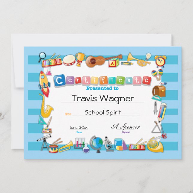 Carte Certificat d'école (Devant)