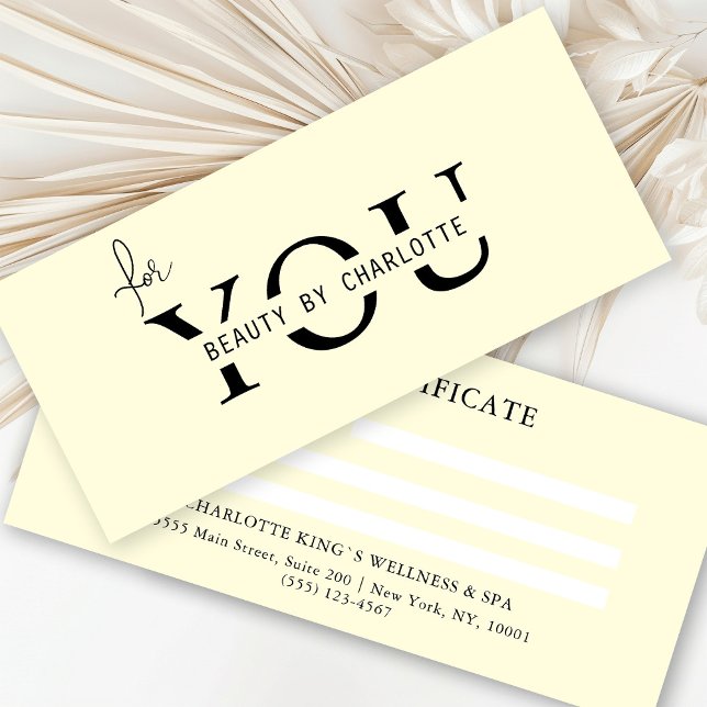 CARTE CERTIFICAT D'ENTITÉ D'AFFAIRES (Personalized, BUSINESS GIFT CERTIFICATE! Yellow & White, modern, minimal with a luxury touch.
)