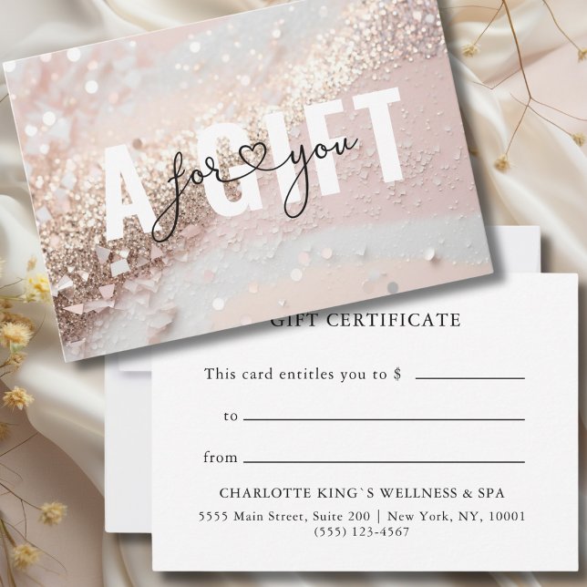 CARTE CERTIFICAT D'OCCASION | PARTIES SCINTILLANT (PERSONALIZED BUSINESS GIFT CERTIFICATE | Ribbon | Glitter)