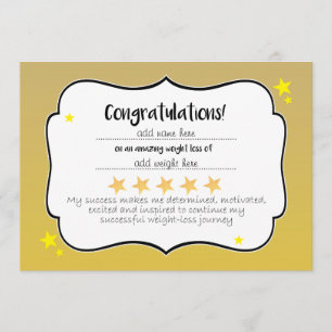 Carte Certificat Gold Star du Club du groupe amincissant