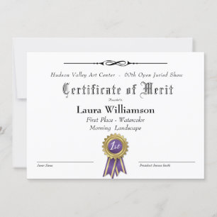 CARTE CERTIFICAT RÉCOMPENSÉ POUR LES SPECTACLES D'ART