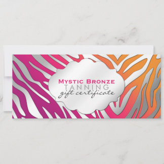 Carte Certificats Cadeau à Imprimé Zèbre Rose Néon et Vi