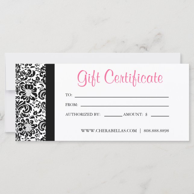 Carte Certificats cadeau de la fête des mères Salon Pink (Devant)