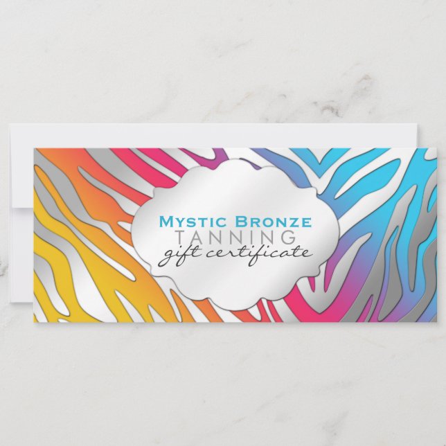 Carte Certificats Cadeaux à Imprimé Zèbre Rose Néon et J (Devant)