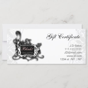 Carte Certificats cadeaux chic en noir et blanc