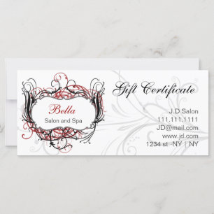 Carte Certificats-Cadeaux Chic rouge, noir et blanc