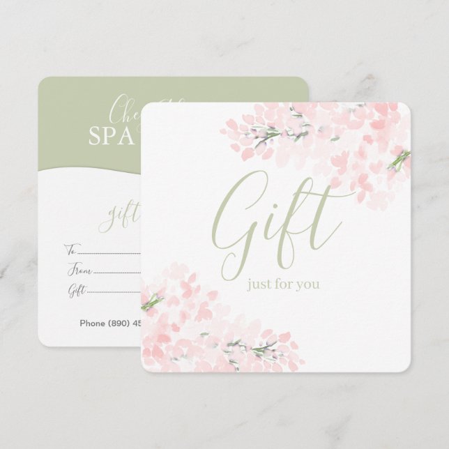 Carte Certificats cadeaux de fleurs florales roses (Devant / Derrière)