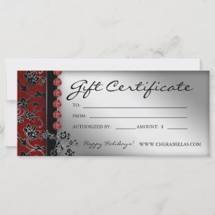 Carte Certificats cadeaux de Noël Spa de salon Argent Ro