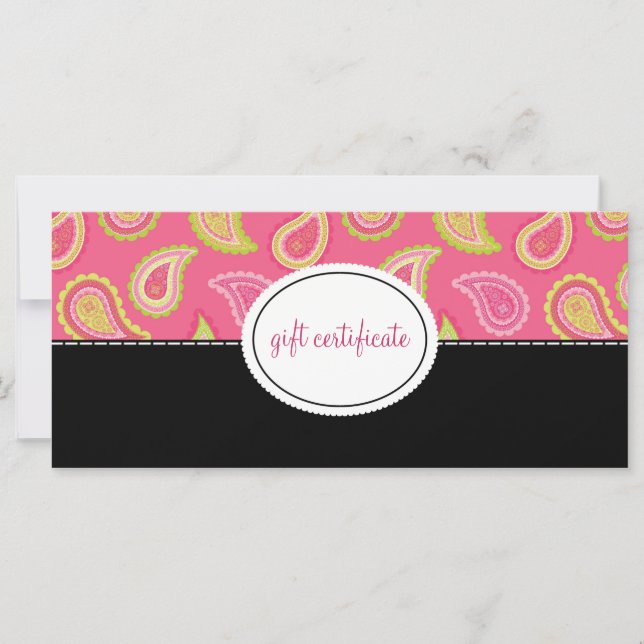 Carte Certificats cadeaux de style Boutique Paisley mode (Devant)