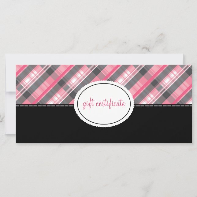 Carte Certificats cadeaux de style Boutique Plaid modern (Devant)