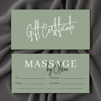 Certificats Cadeaux de Thérapeute en Massage Vert 