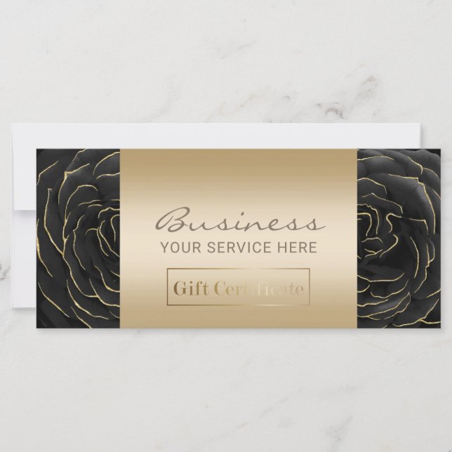 Carte Certificats cadeaux floraux Spa noir et or du salo (Devant)