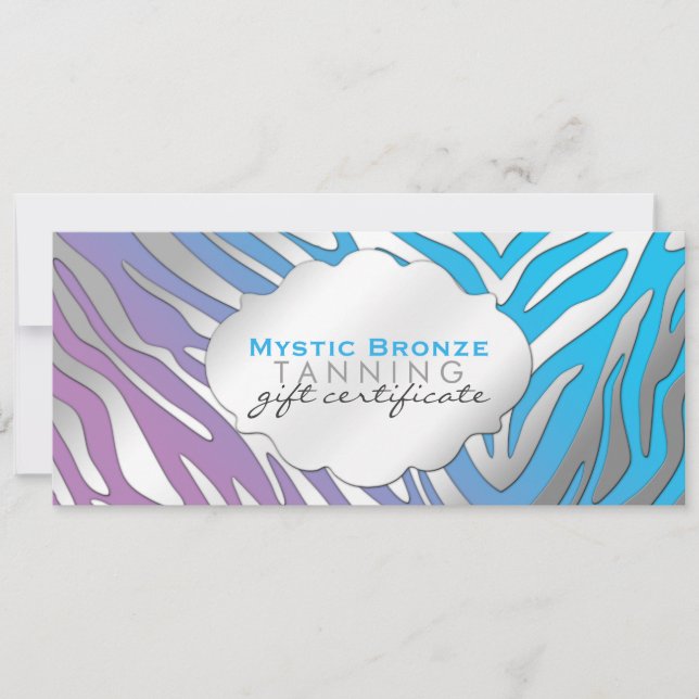 Carte Certificats Cadeaux Neon Blue & Purple Zebra Impri (Devant)