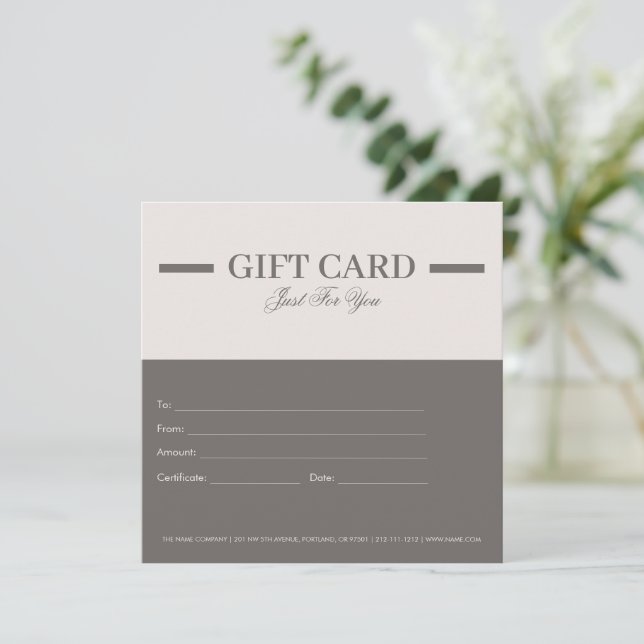 Carte Certificats cadeaux professionnels minimalistes mo (Debout devant)