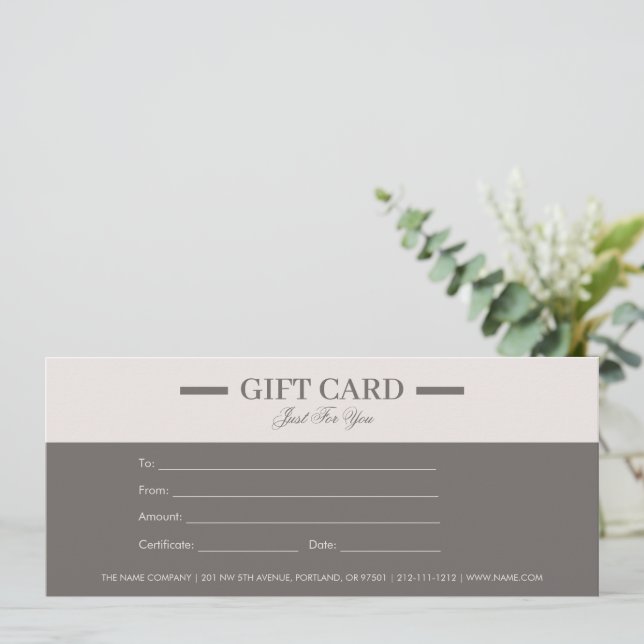 Carte Certificats cadeaux professionnels minimalistes mo (Debout devant)