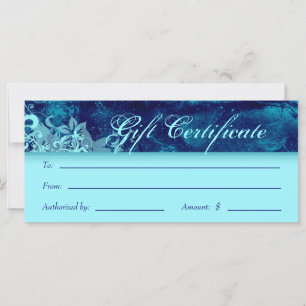 Carte Certificats Cadeaux Salon Spa Blue Floral Grunge