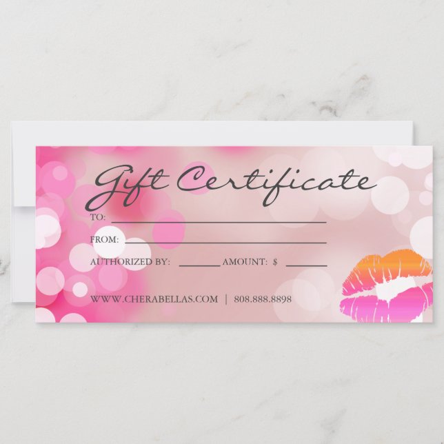 Carte Certificats-Cadeaux Salon Spa Lèvres et lumières r (Devant)