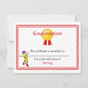 Carte Certificats mini-primes personnalisés