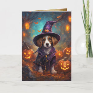 Carte C'Est' Halloween Chiot, Jolie Sorcière De Chiot, H