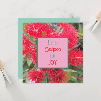 Carte C'est la saison de la joie - gomme à fleurs rouge