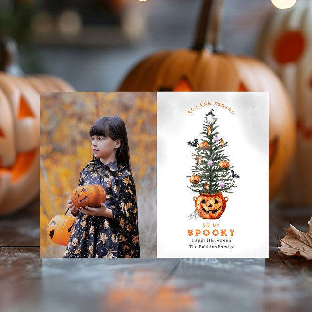 Carte C'Est La Saison Éffrayant Halloween Tree Photo (Créateur téléchargé)