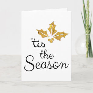 Carte 'C'Est La Saison, Les Vacances, Noir Et Or Noël
