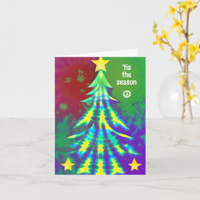 Carte C'est la saison teinture de Noël arbre Hippie (Fleur jaune)