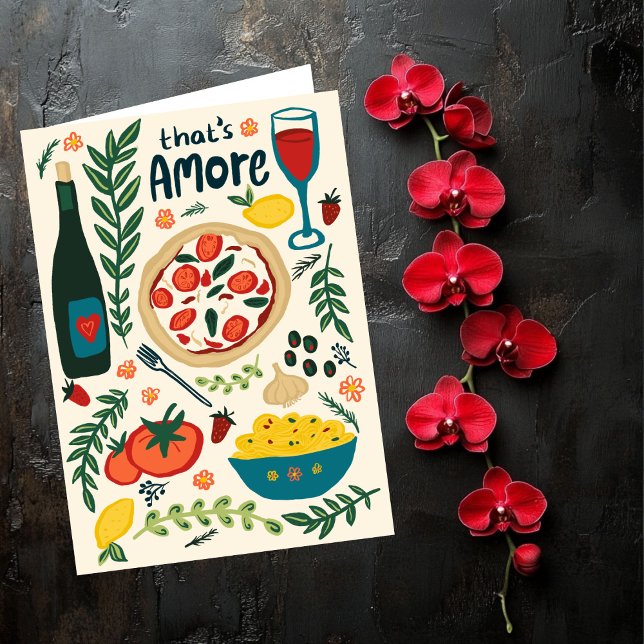 Carte C'est l'amour de la nourriture italienne Amore de  (That's Amore Italian Food Valentine Love Whimsical Card
Happy Valentines Day Foodie)