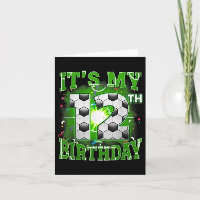 Carte C'Est Mon 12e Anniversaire Garçons Football 12 Ans (Devant)