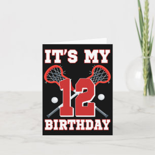 Carte C'est mon 12e anniversaire Joueur de crosse 12 ans