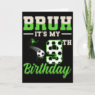 Carte C'est mon 9e anniversaire garçon football 9 ans