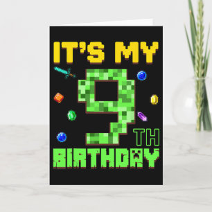 Carte C'est mon 9ème anniversaire garçon de 9 ans gamer
