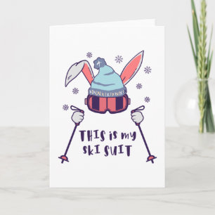 Carte C'est mon lapin de ski en combinaison de ski avec