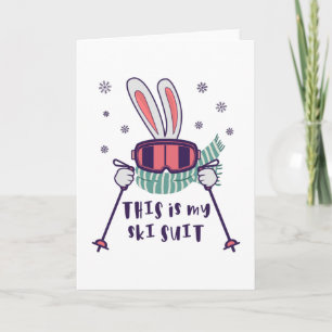 Carte C'est mon lapin de ski en combinaison de ski avec
