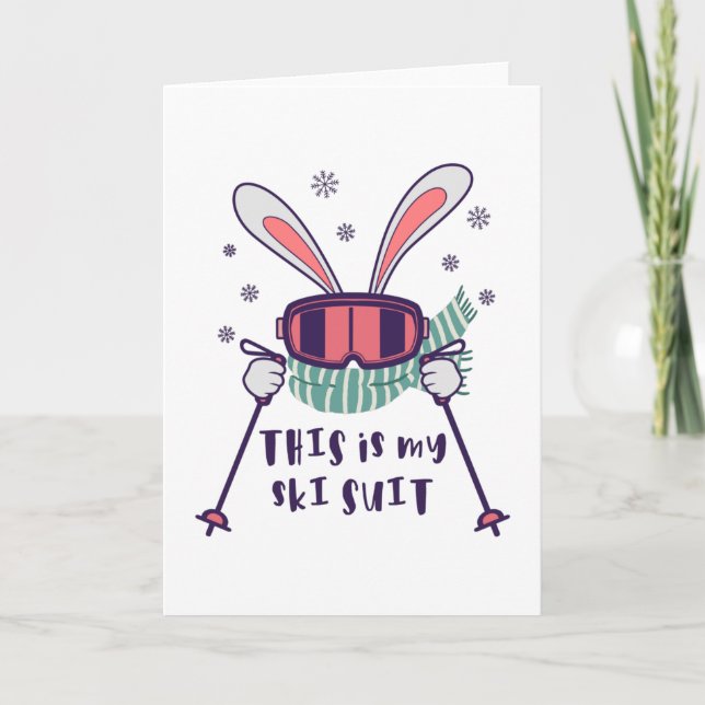 Carte C'est mon lapin de ski en combinaison de ski avec  (Devant)