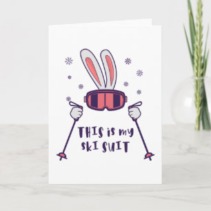 Carte C'est mon lapin de ski en combinaison de ski avec