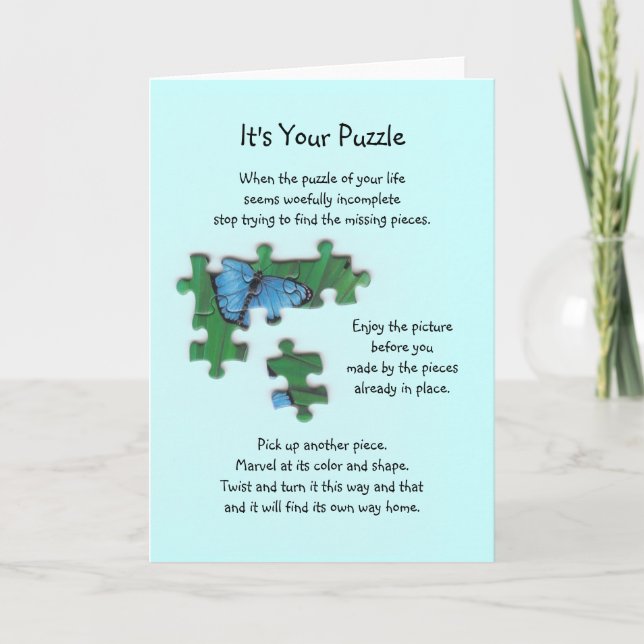 Carte C'est ton poème de puzzle en bleu (Devant)