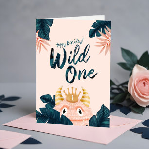 Carte C'est un monstre rose sauvage et une jungle tropic