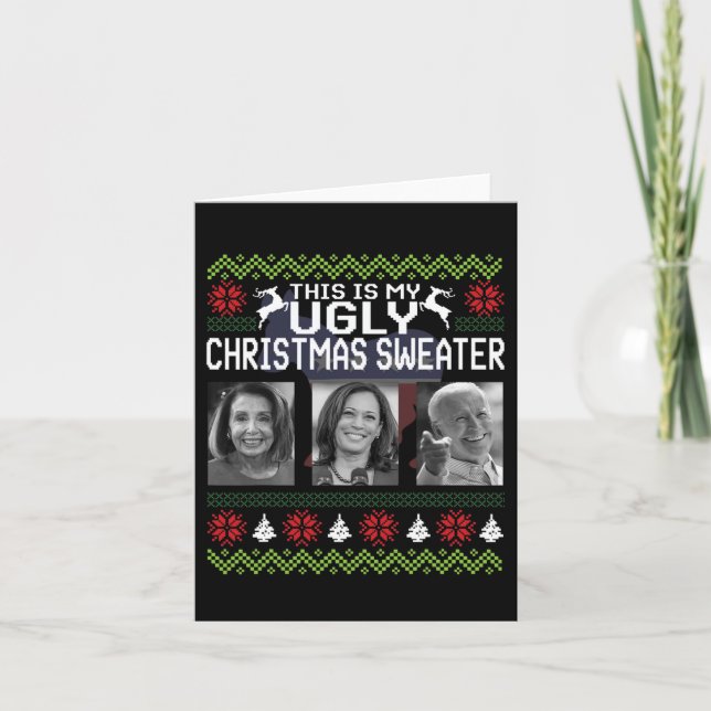 Carte C'est un vilain pull de Noël Joe Biden Harris (Devant)