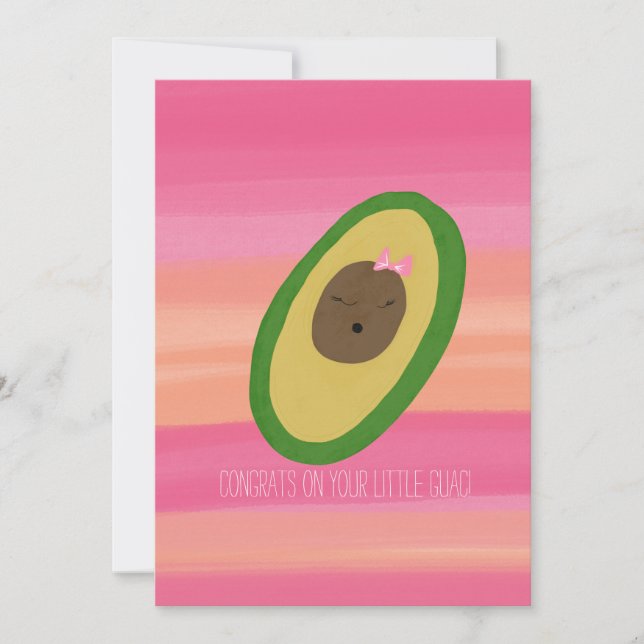 Carte C'est une fille Félicitations Bébé Avocado Aquarel (Devant)