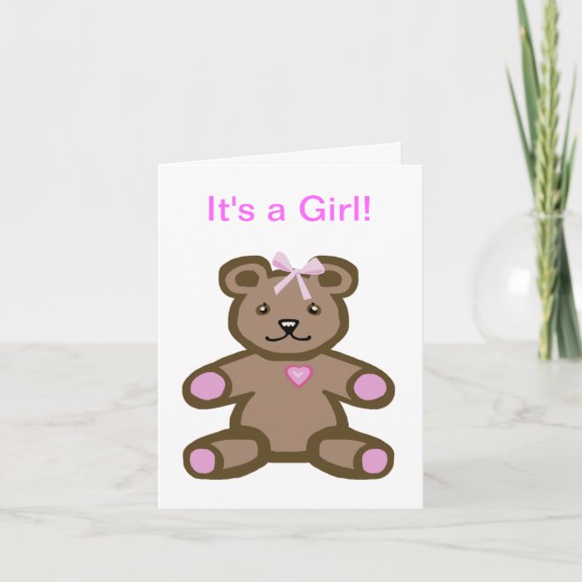 Carte C'est une fille - félicitations pour bébé et bienv (Devant)
