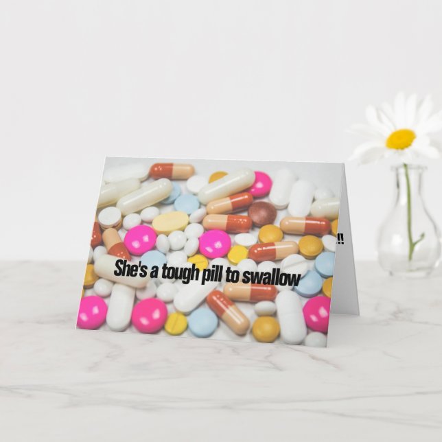 Carte C'est une pilule difficile à avaler, à avaler, à f (Petite plante)