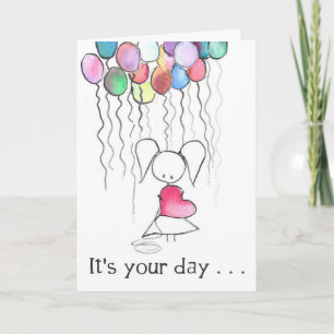 Carte C'est votre jour Watercolor Balloons Birthday Card
