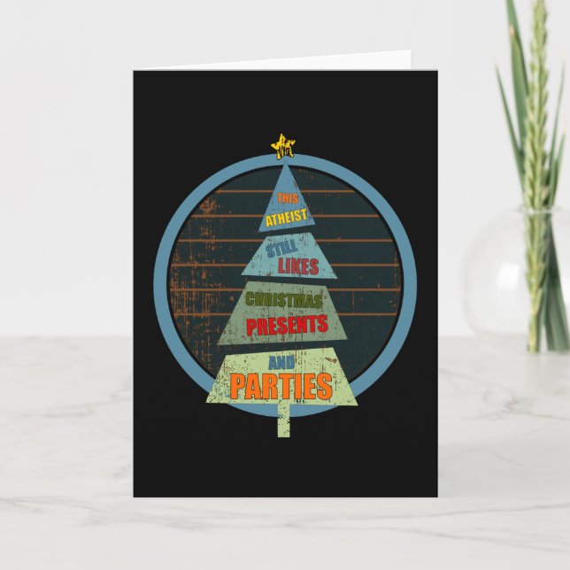 Carte Cet Athée Aime Les Présentations Et Fêtes De Noël (Devant)