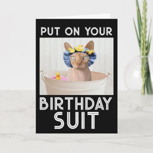 CARTE CHAÎNE D'ANNIVERSAIRE SPHYNX CHAT SANS COIFFURE CA