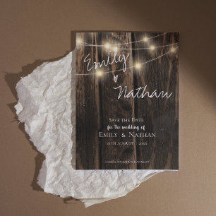 Carte Chaîne de bois rustique illumine mariage Enregistr