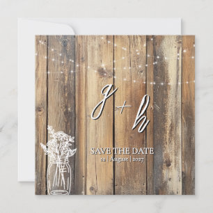 Carte Chaîne de bois rustique Lumières Mason Jar Enregis